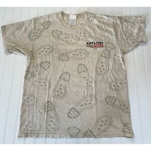 Vintage Fred Harvey Trading Co Grand Canyon Footprint Hike T-Shirt Mens Large